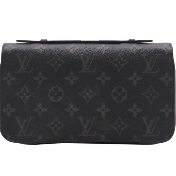 LOUIS VUITTON Eclipse Zippy XL M61698 Long Wallet in Black and Gray Coated Ca...